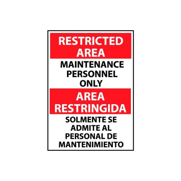 Restricted Area Plastic - Bilingual - Maintenance Personnel Only